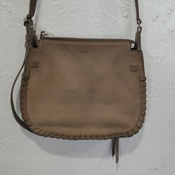 All Saints Ray Crossbody Nubuck Cow Leather Bag in Tan - Picture 3 of 16